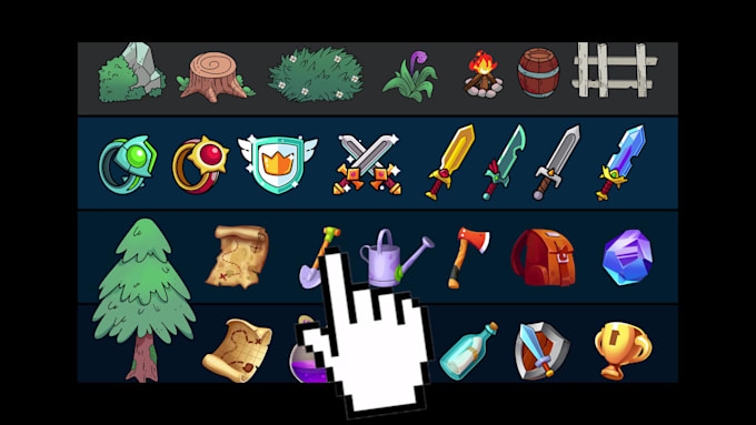 create 2d mobile game icons and items