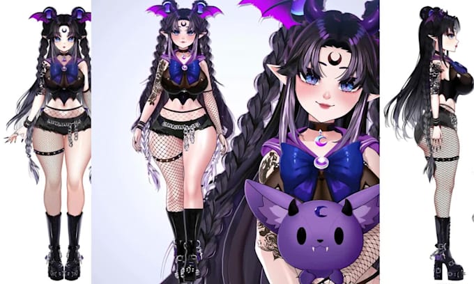 create high quality 3d character for vtuber, anime, 3d rigging or vroid model