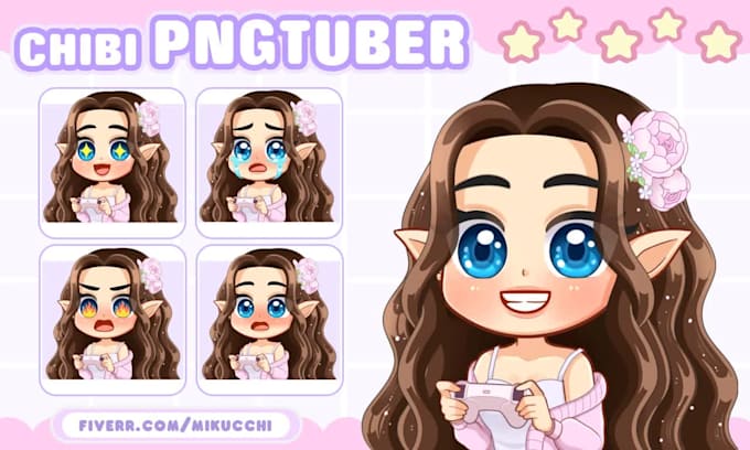 draw custom chibi pngtuber giftuber character model for streaming