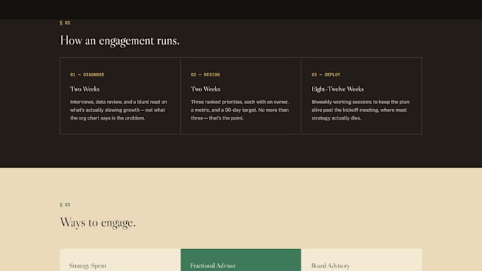 design a coaching or consulting one page landing website