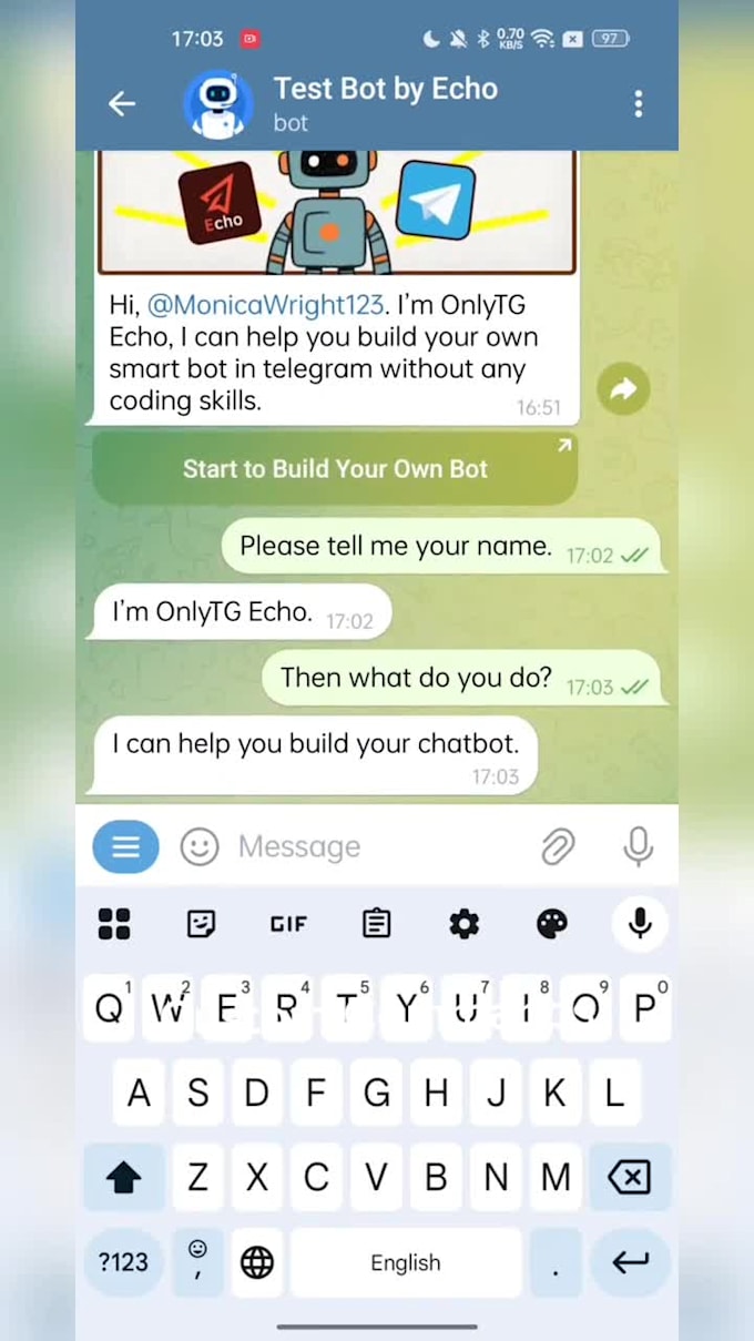create a telegram bot with API automation and ai integration