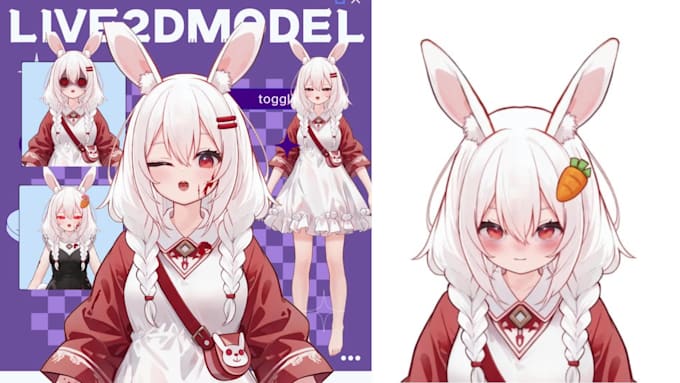 do live 2d vtuber model rigging and custom debut asset toggles for vtube studio