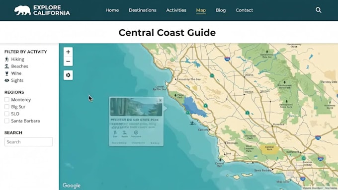design custom interactive map, svg map and clickable vector website map