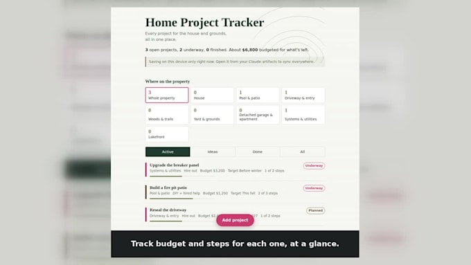 build a custom budget tracker, project tracker, or dashboard tool