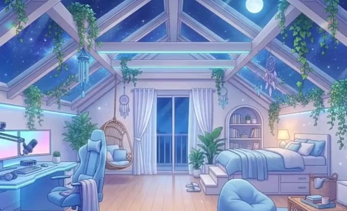 design a custom vtuber background, twitch overlay, streaming overlay