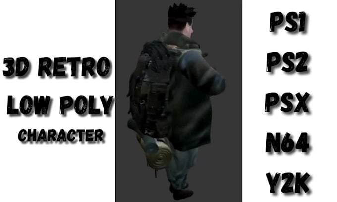 create retro 3d low poly model, ps1 ps2 psx style 3d character animation vtuber