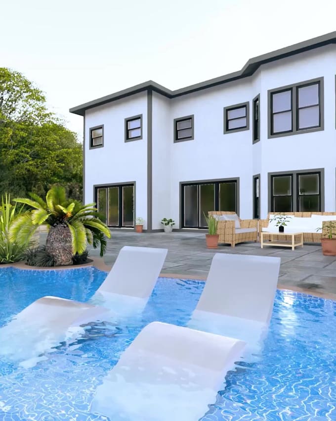 design your garden, pool, backyard landscape, deck and patio