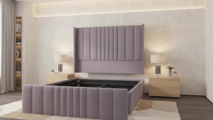 create 3d bed design with realistic render and ai animation