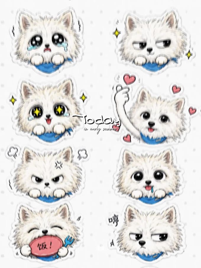 design cute animals emoticon, stickers, chibi