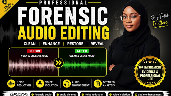 do forensic audio editing, noise reduction, voice isolation, audio enhancement