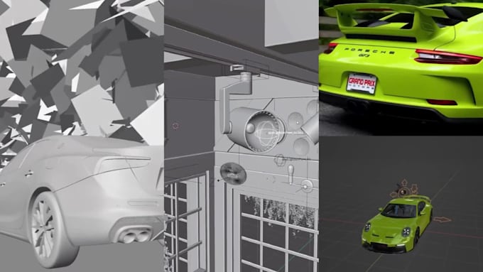 create 3d car modeling rigging and animation, game ready low poly vehicle