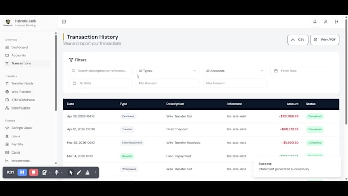 provide a complete fintech banking webapp built with react typescript