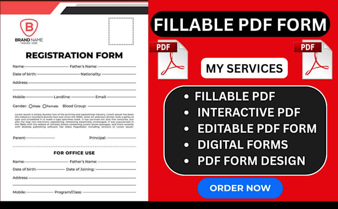 Create filliable pdf,design interactive form,editable form,do digital ...