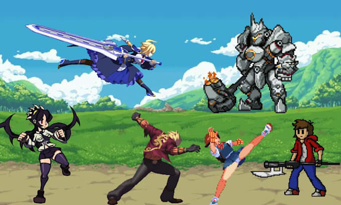 create retro pixel art sprites,  animations and game assets