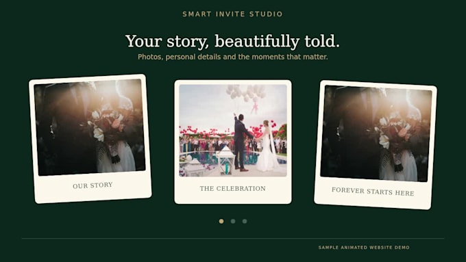 create an animated interactive wedding invitation website with rsvp