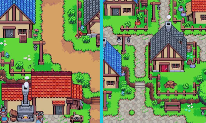 do pixel art tileset background 2d top down game assets rpg map sprite sheet