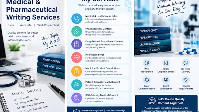 write medical and pharmaceutical content
