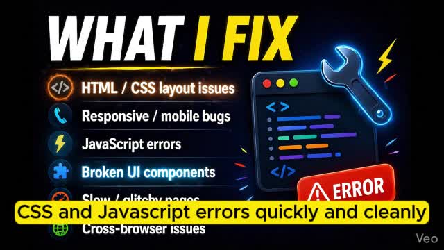 fix html, css, and javascript bugs and responsive web issues