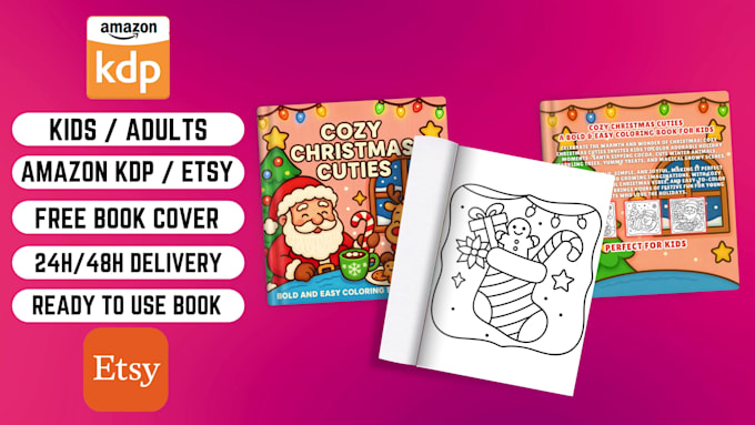 create coloring book pages and book cover for amazon KDP