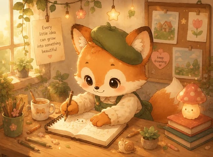 illustrate cute emotional  book art
