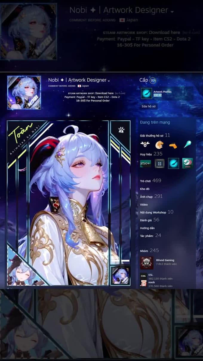 design custom steam profile artwork background and avatar