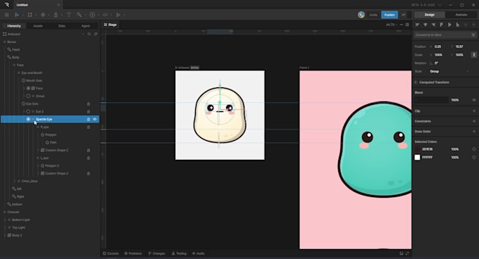 create a rive talking character with lip sync and expressions