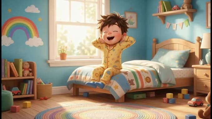 create a beautiful pixar style animated kids song