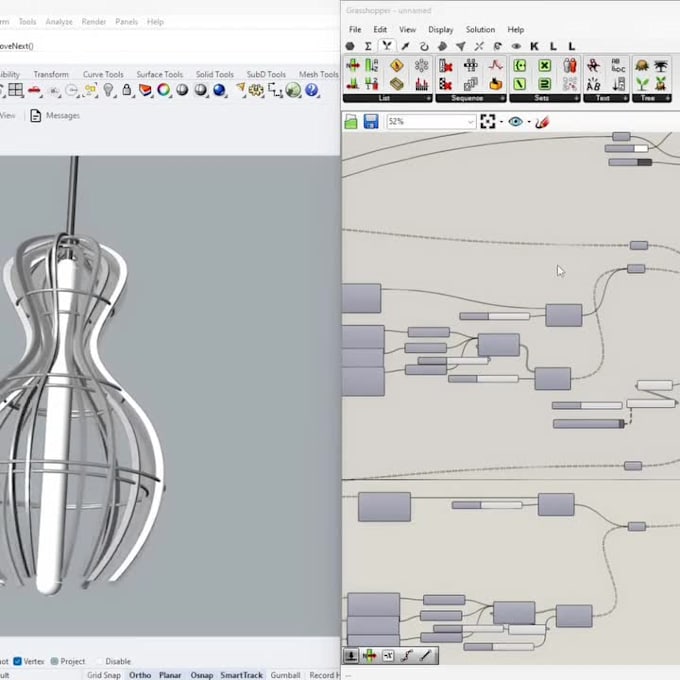make 3d parametric model and script in grasshopper and rhino