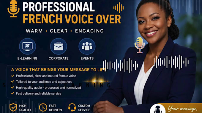 record a warm french voice over for elearning, corporate or events