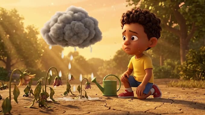 make a pixar style 3d animated kids story video