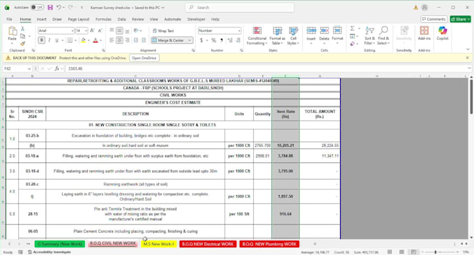 detailed quantity estimations and boq