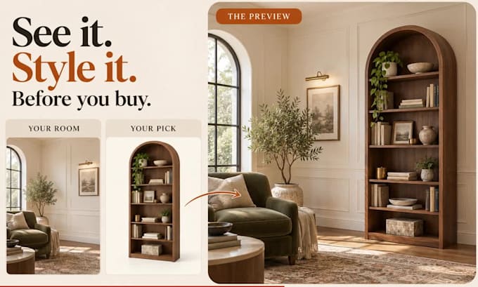 insert furniture into your room photo to visualize before buying