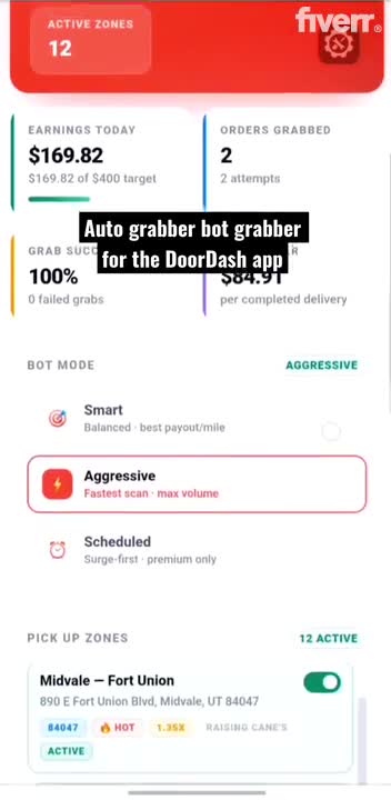 build spark driver bot, doordash bot, instacart bot, amazon flex bot for order