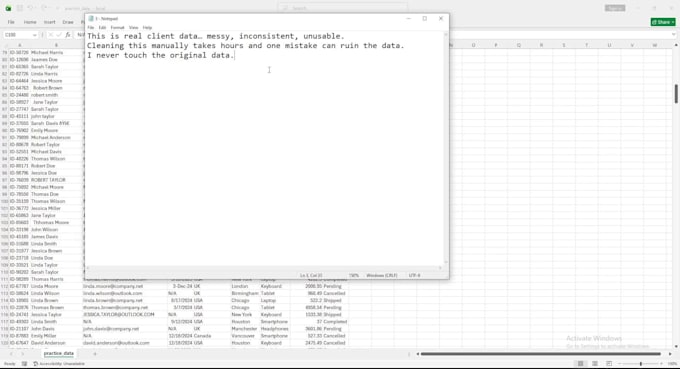 clean and organize excel data
