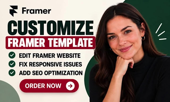 customize framer template edit framer website fix responsive issues and add SEO