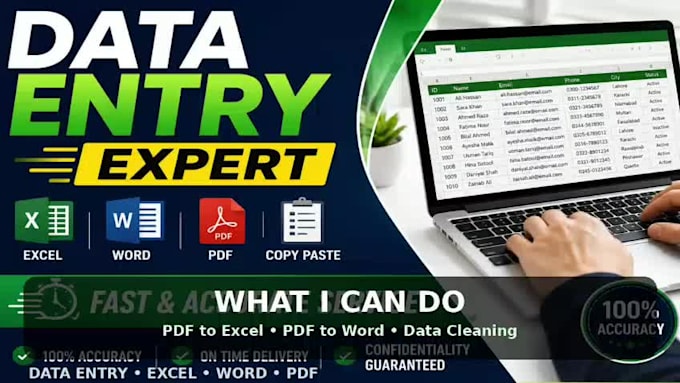 do accurate data entry, typing and excel data entry