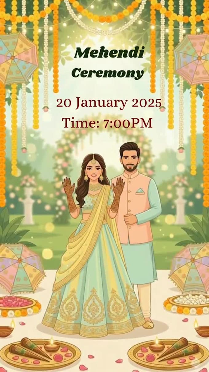 create digital indian wedding invitation video