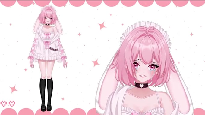 make custom vtuber commission live 2d model, vrchat avatar and streaming setup