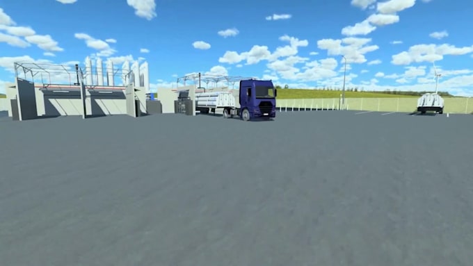 do industrial animation for energy plant, wind and hydrogen visualization video