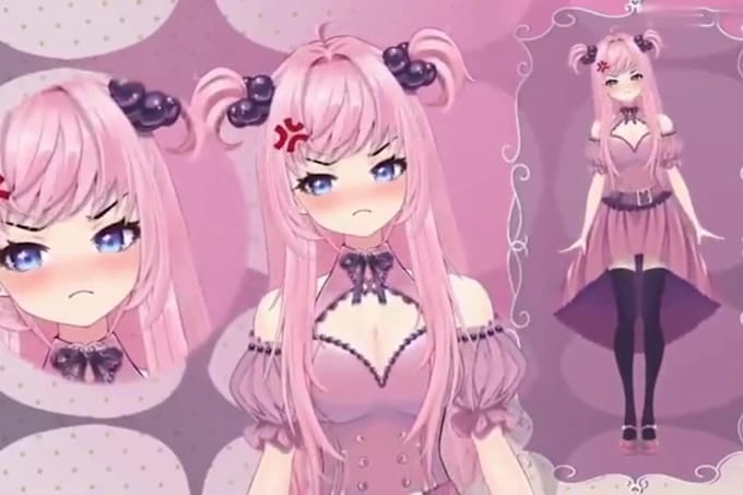 create 3d vtuber model,vroid,vrchat,live2d rigging,anime vtuber, vtuber rigging