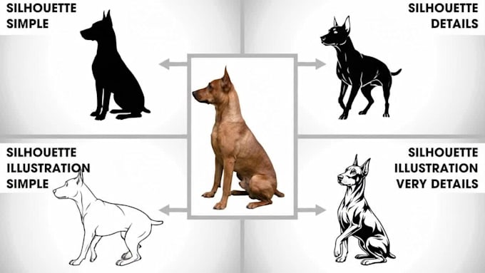 create a custom dog silhouette logo and vector illustration