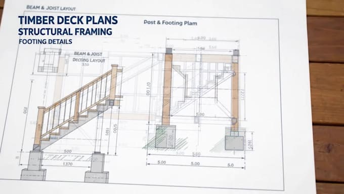 timber deck structural plans and framing drawings