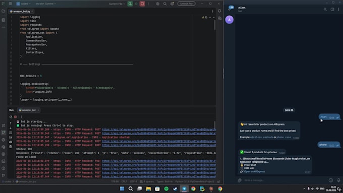 build a python telegram bot or web scraper