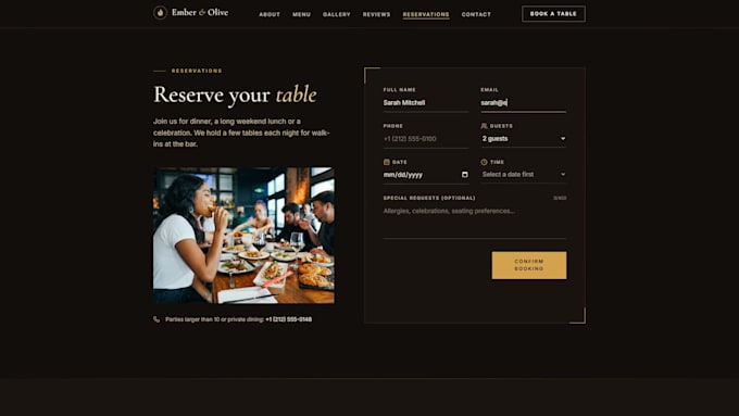 build a modern restaurant website with online menu and table reservations