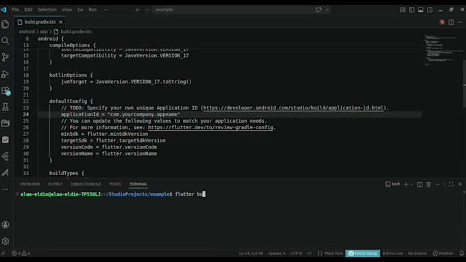 change flutter package name and build a signed aab for play store