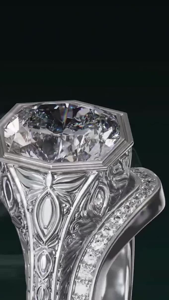 create engagement ring cad with stl 3dm and photorealistic render