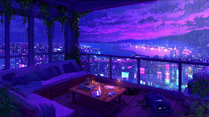 create a premium animated lofi background for youtube