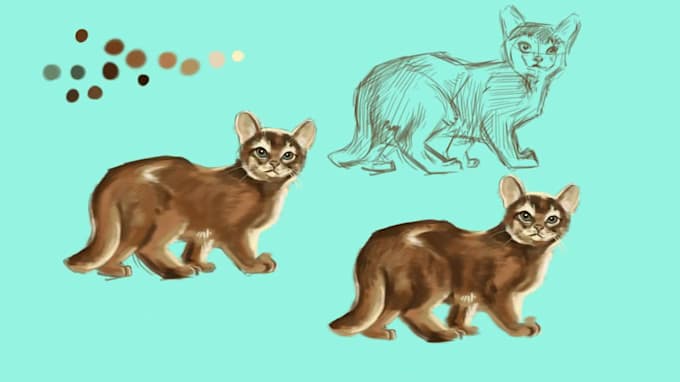 paint a realistic digital pet portrait or full body animal