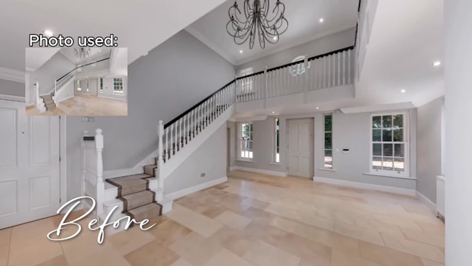 create cinematic real estate before and after  videos from photos