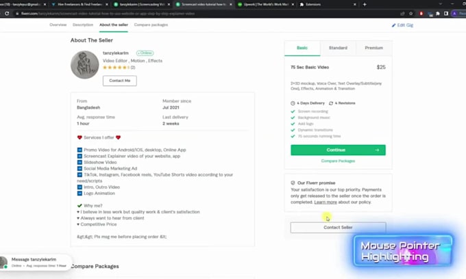 create screencast tutorial video, website app software demo voice over